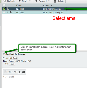 Select email to back up 