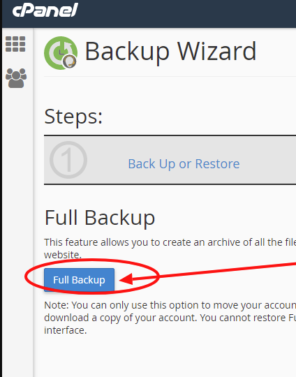 Back and restore in cPanel