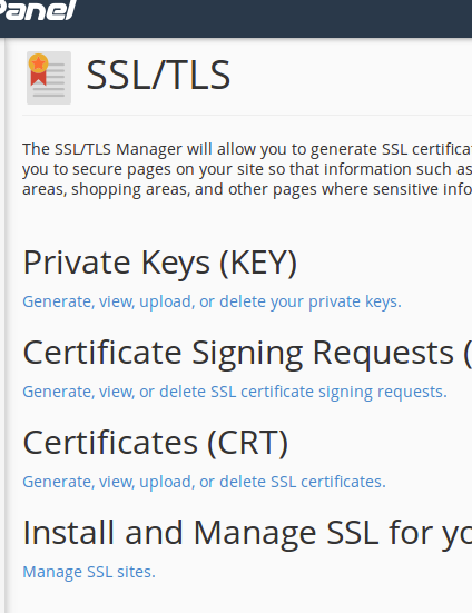 cPanel SSL/TLS