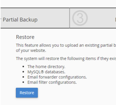 cPanel backup and restore