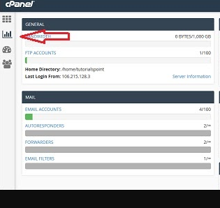 cpanel click general option