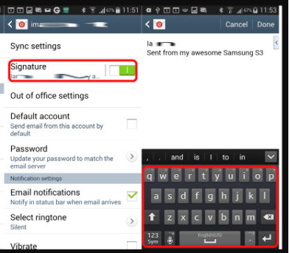 How to add email signature in android