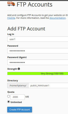 Add FTP account