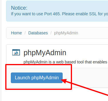 Launch phpmyadmin