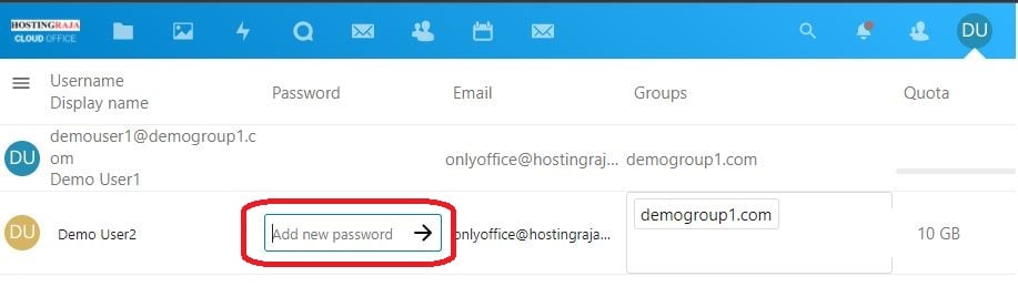 Cloud Office User Password change