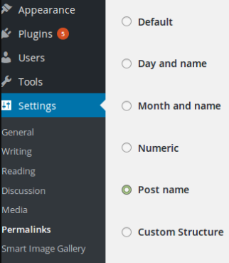 Structure of WordPress Permalinks settings