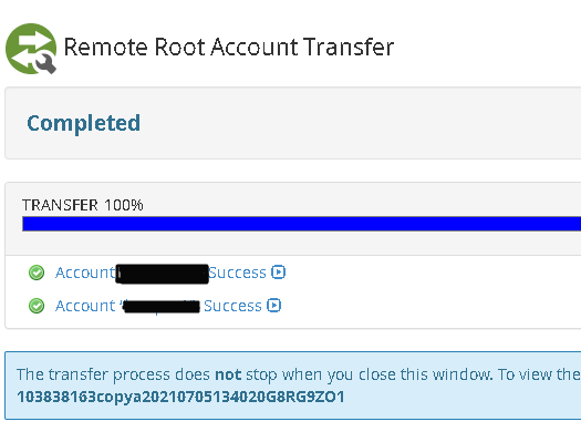 Remote root account transfer