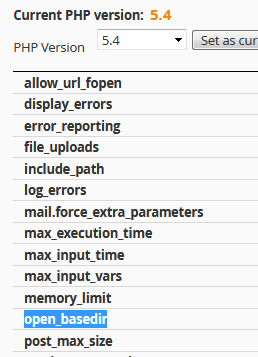 open basedir value